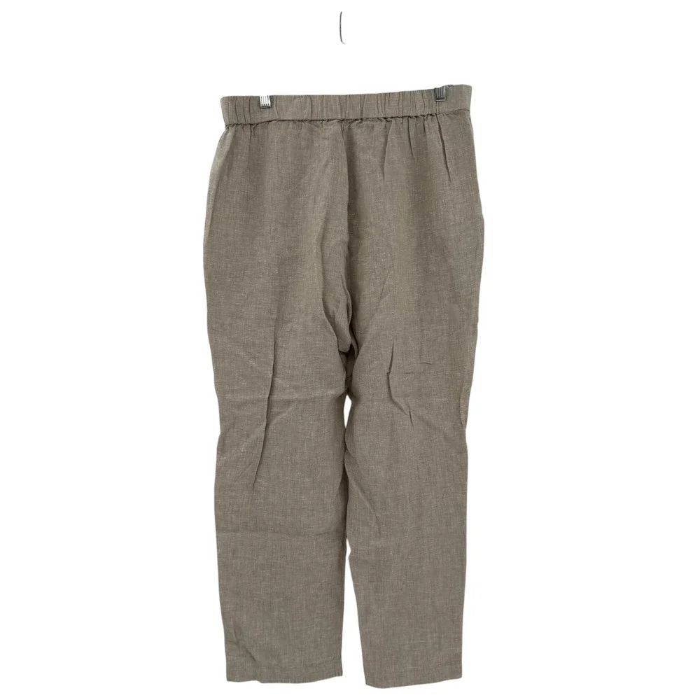 Quince 100% European Linen Tapered Ankle Pants Flax Tan Elastic Waist Large